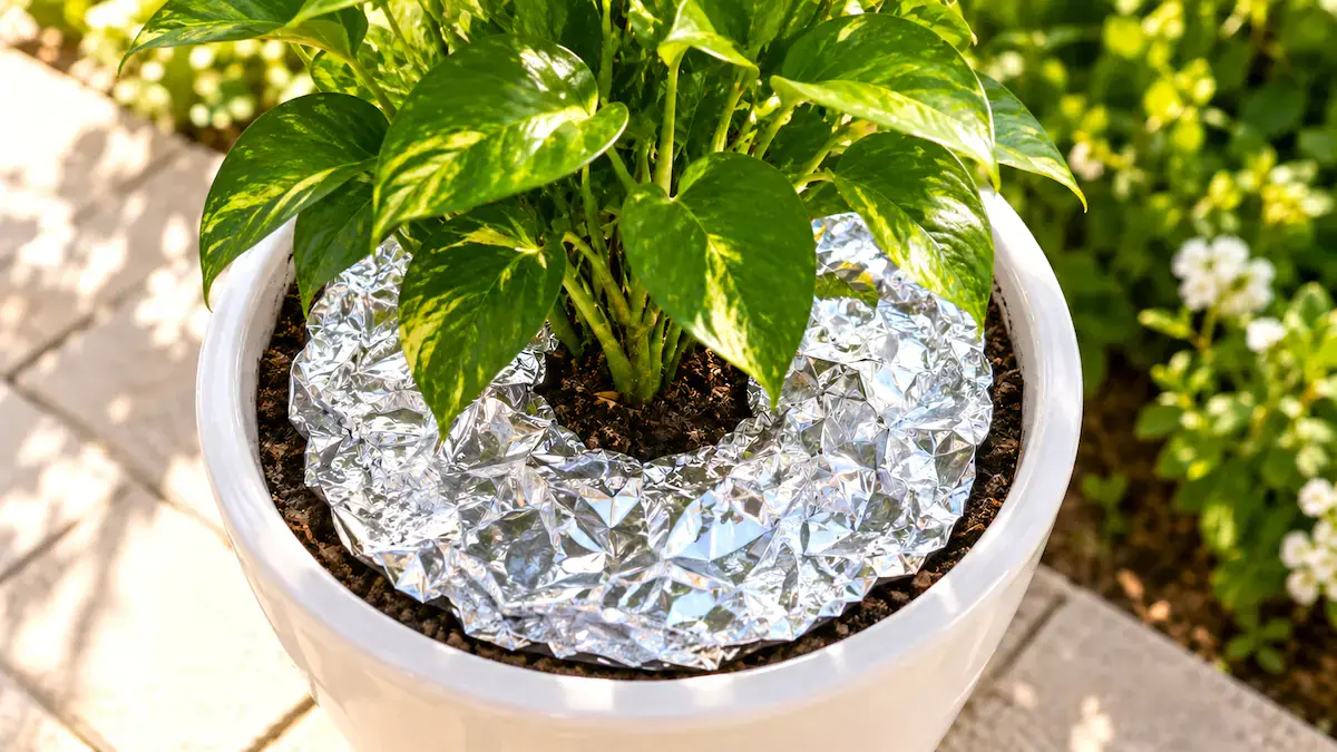 Papel aluminio en las plantas
