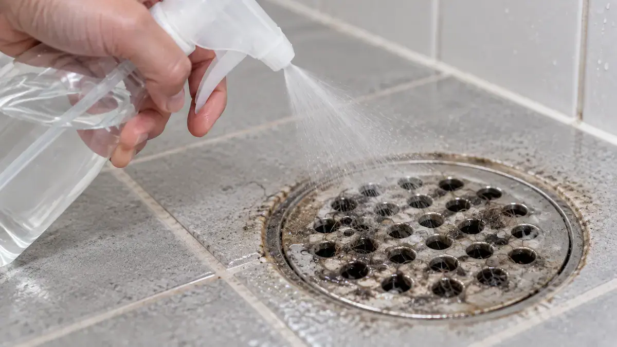 Rociar vinagre en el desagüe del baño